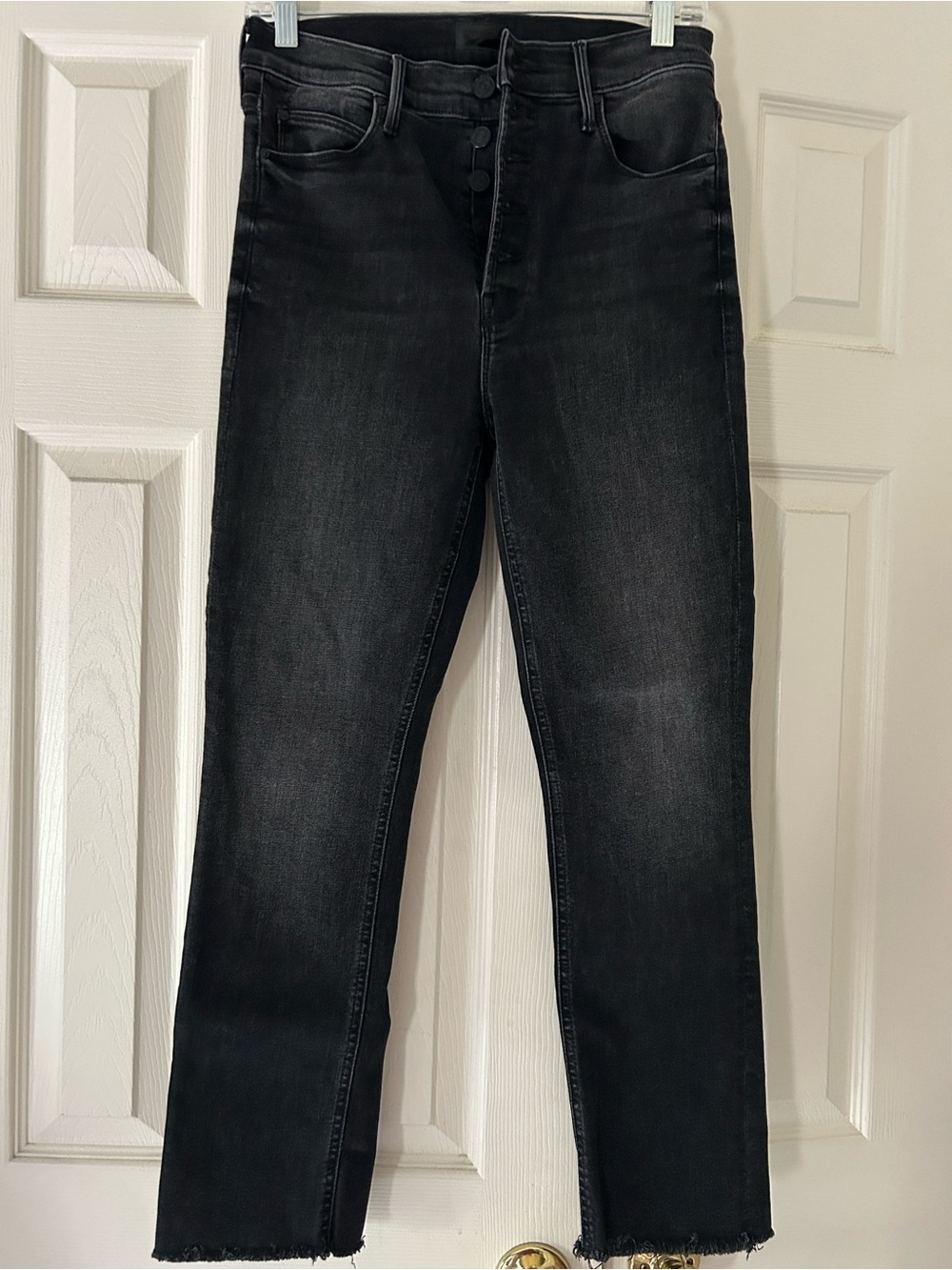MOTHER Black Denim Jeans with Button Fly
